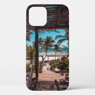 Nipa hut under coconut palm trees iPhone 12 case