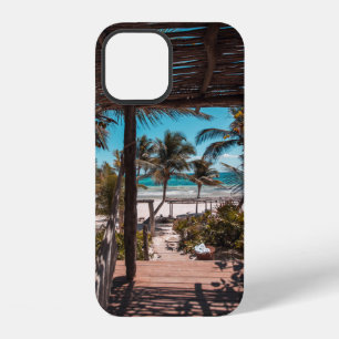 Nipa hut under coconut palm trees iPhone 12 case
