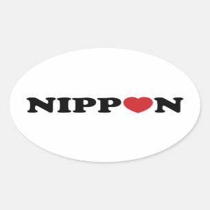 Nippon Love Heart Oval Sticker