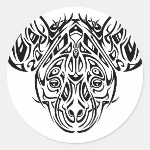 Nire's Hyena Tribal Design Classic Round Sticker