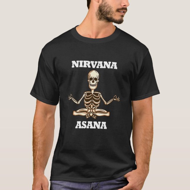 Nirvana Asana Skeleton Meditation Energy T-Shirt (Front)