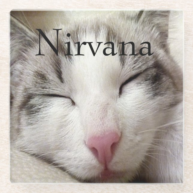 Nirvana Cat Glass Coaster (Front)