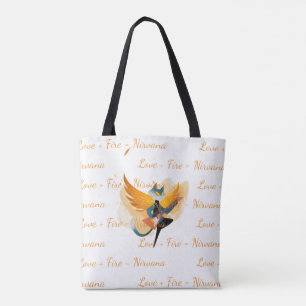 Nirvana Cat with Guitar & Wings – White Tote Bag w
