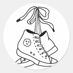 NIRVANA CONVERSE, CONVERSE, SNEAKERS, CUTE DESIGN CLASSIC ROUND STICKER