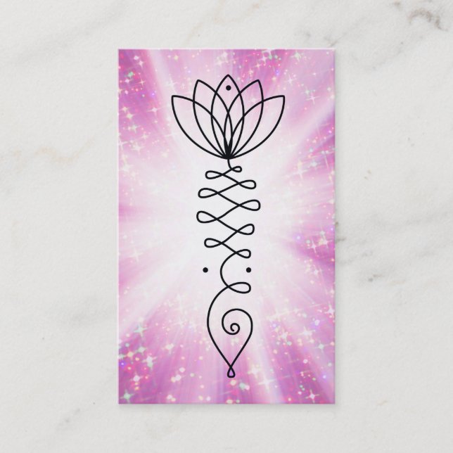 *~* Nirvana Heart Lotus Glitter Rays Reiki Yoga Business Card (Front)