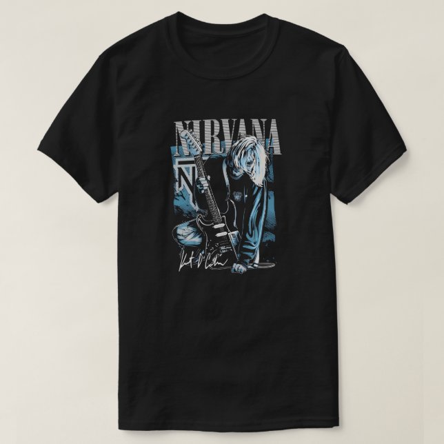 Nirvana Kurt Cobain Grunge Illustration T-Shirt (Design Front)