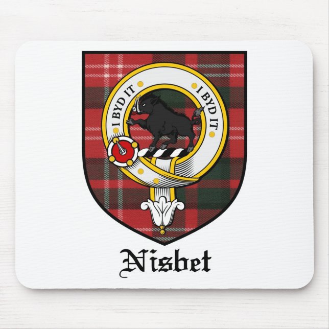 Nisbet Clan Crest Badge Tartan Mouse Pad (Front)