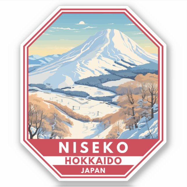 Niseko Hokkaido Japan Winter Travel Art Vintage (Front)
