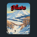 Niseko Hokkaido Japan Winter Travel Art Vintage Magnet<br><div class="desc">Niseko Winter art design showcasing the winter landscape.</div>