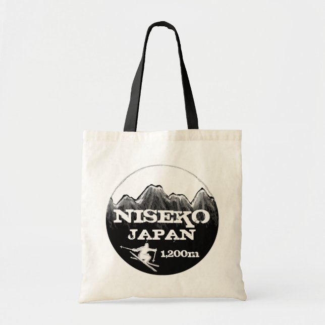 Niseko Japan black white ski reusable bag (Front)