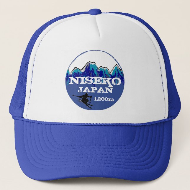Niseko Japan blue ski art elevation hat (Front)