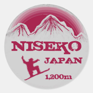 Niseko Japan pink snowboard art souvenir stickers
