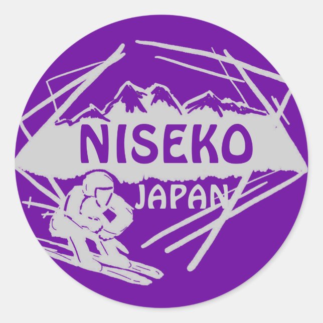 Niseko Japan purple grey ski logo art stickers (Front)