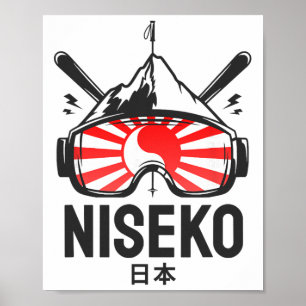 Niseko Japan Ski Resort Retro Skiing Poster