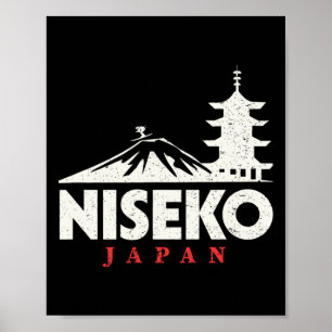 Niseko Japan Ski Resort Retro Skiing Snowboarding Poster