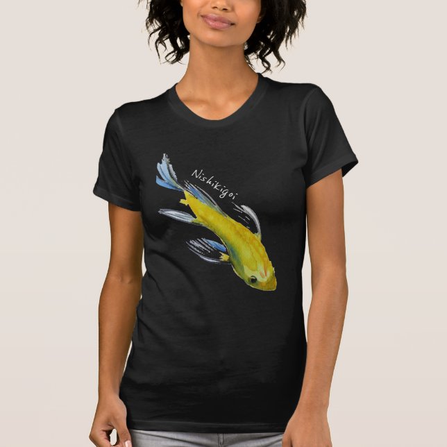 Nishikigoi Yellow koi Japanese watercolour fish T-Shirt (Front)