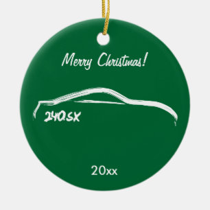 Nissan 240SX white silhouette Ceramic Tree Decoration