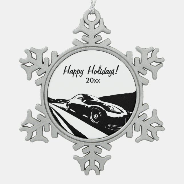 Nissan 350Z Rolling shot Snowflake Pewter Christmas Ornament (Front)
