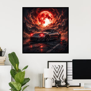Nissan 350z Under a Crimson Moon Poster