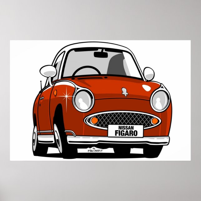 Nissan Figaro caricature  red Poster (Front)