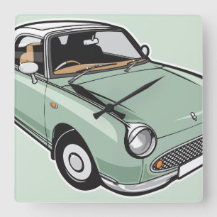 Nissan Figaro Emerald Green Square Wall Clock