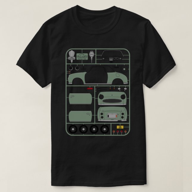 Nissan Figaro in Emerald Green Plastic Model Kit - T-Shirt (Design Front)