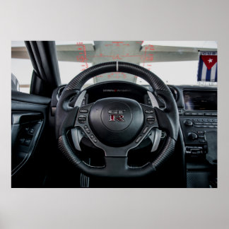 Nissan GT-R Carbon Fibre Cockpit and HID Poster