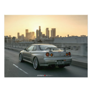 NISSAN GT-R R34 SKYLINE IN LOS ANGELES PHOTO PRINT