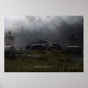 NISSAN GT-R R35 1400WHP IN 1800'S GRAVEYARD POSTER