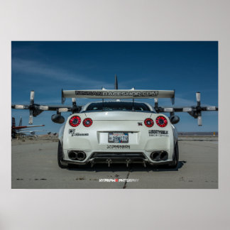 Nissan GT-R R35 LibertyWalk Widebody with Plane Poster