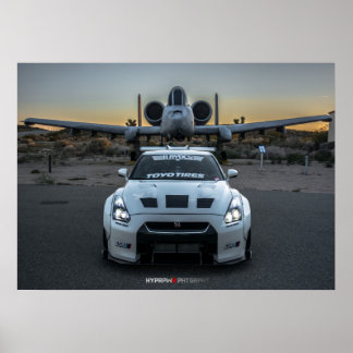 Nissan GT-R R35 LibertyWalk Widebody with Plane Poster