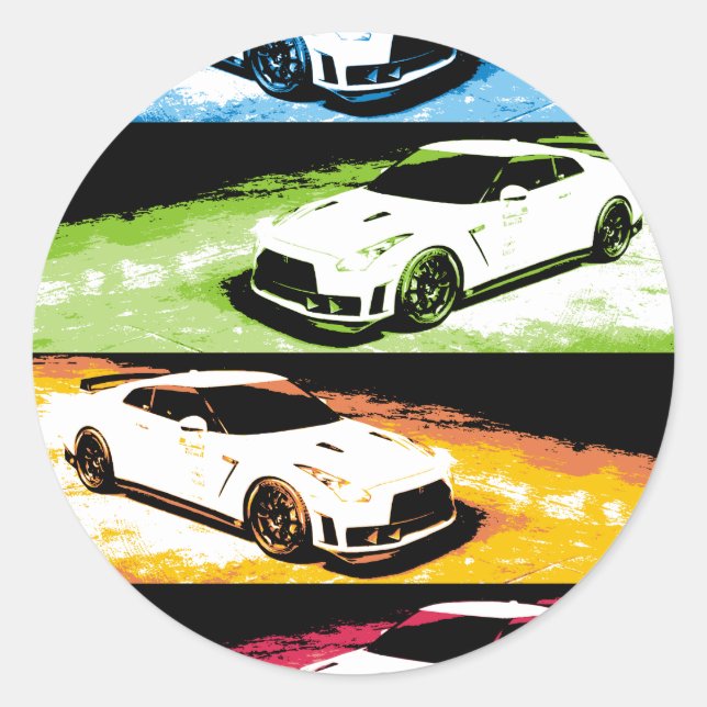 Nissan GTR pop-art Classic Round Sticker (Front)