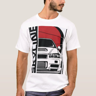 Nissan Skyline R34 GTR Front Silhouette & Japanese T-Shirt