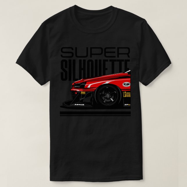 Nissan Skyline R 34 Super Silhouette T-Shirt (Design Front)