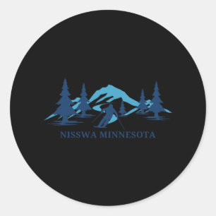 Nisswa Minnesota Ski Resort Skiing Skier Classic Round Sticker