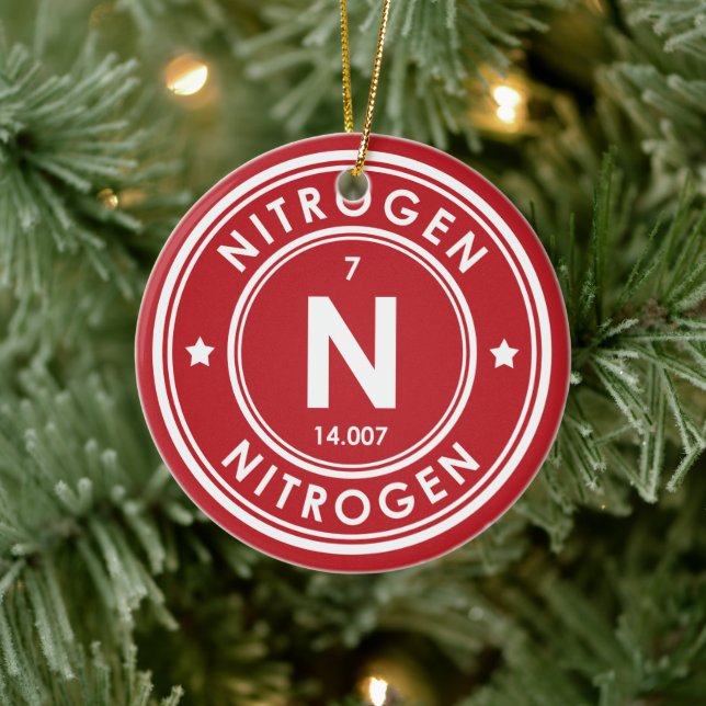 Nitrogen Element Red Ceramic Ornament (Tree)