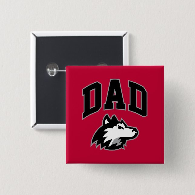 NIU Huskies Dad 15 Cm Square Badge (Front & Back)