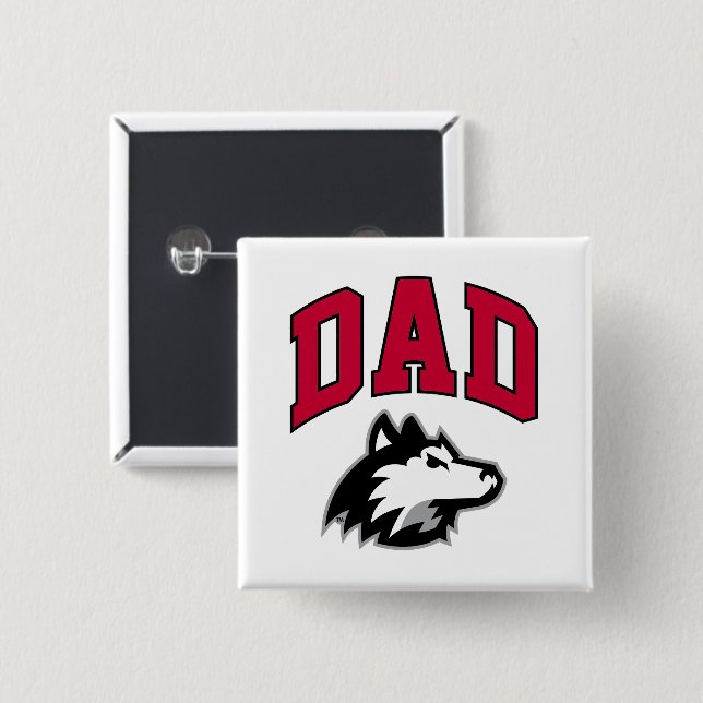 NIU Huskies Dad 15 Cm Square Badge (Front & Back)