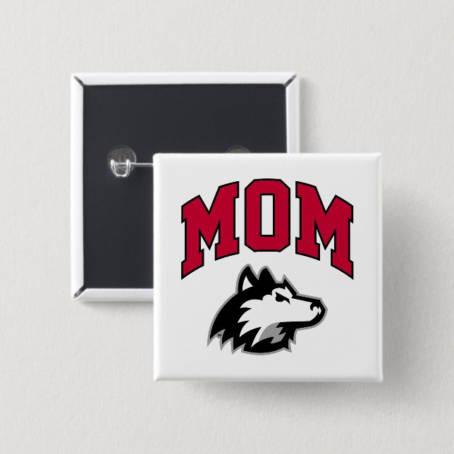 NIU Huskies Mum 15 Cm Square Badge (Front & Back)