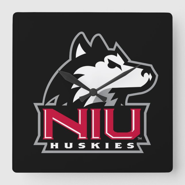 NIU Huskies Square Wall Clock (Front)