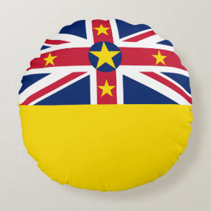 Niue Flag Round Cushion