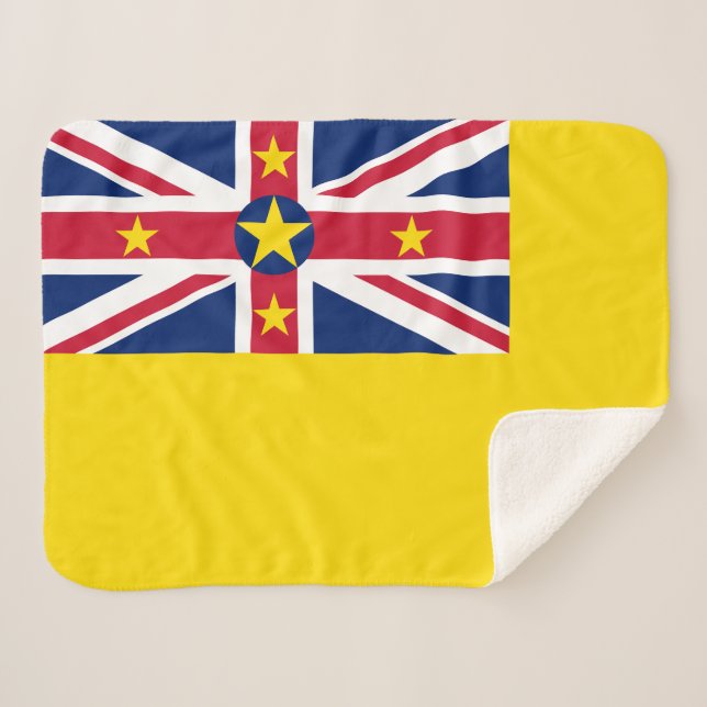 Niue Flag Sherpa Blanket (Front (Horizontal))