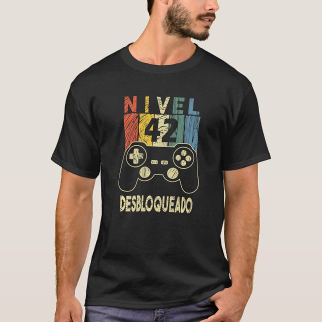 Nivel 42 Desbloqueado Gamer 42 Años Hombre T-Shirt (Front)
