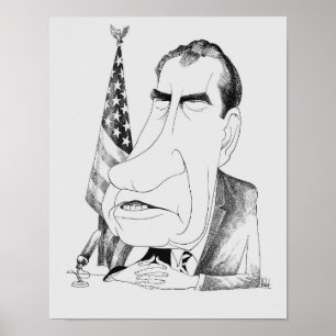 Nixon Caricature - Edmund Valtman - Circa 1970 Poster