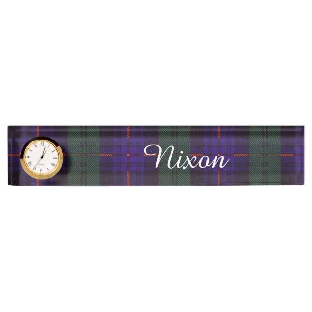 Nixon family clan Plaid Scottish kilt tartan Nameplate (Front)