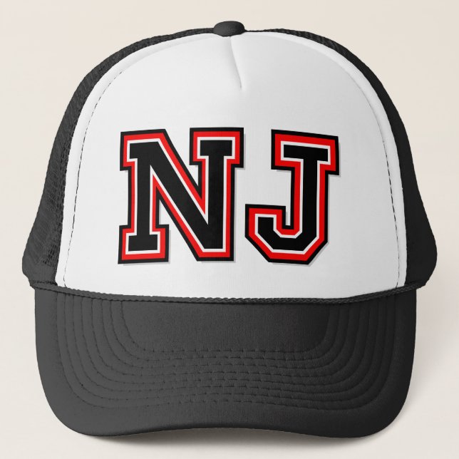 'NJ' Monogram Trucker Hat (Front)