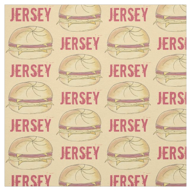 NJ New Jersey Pork Roll Breakfast Egg Sandwich Fabric (Swatch)