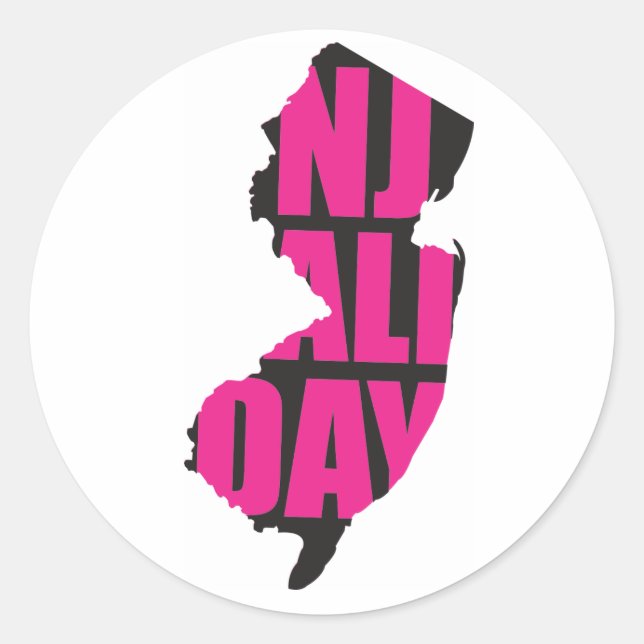 njalldaypinkblack classic round sticker (Front)