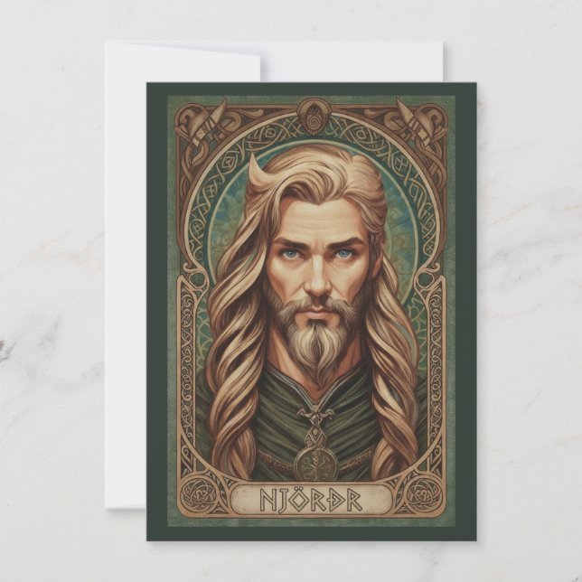 Njordr Norse God Art Flat Thank You Card (Front)