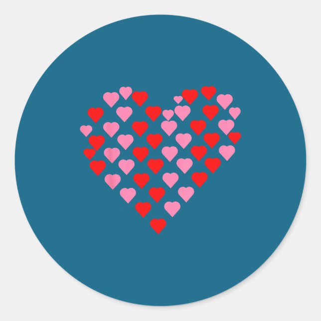 Nk And Red Hearts Lovers Funny Valentine’s Day Hum Classic Round Sticker (Front)